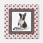 Hond Poot en Bone Pet Fotosjabloon Magneet (Voorkant)