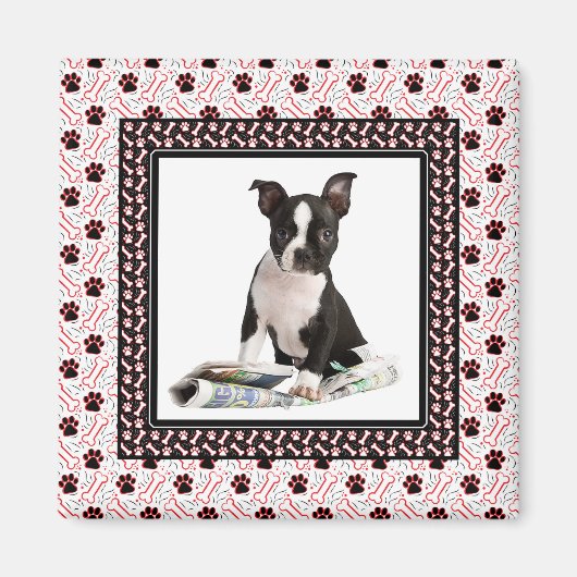 Hond Poot en Bone Pet Fotosjabloon Magneet (Voorkant)