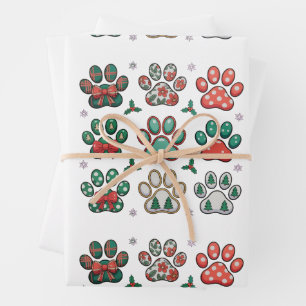 Hond Poot Kerst Coquette Strik Kerstboom Familie Inpakpapier Vel