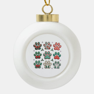 Hond Poot Kerst Coquette Strik Kerstboom Familie Keramische Bal Ornament