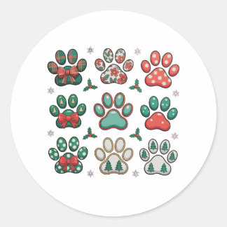 Hond Poot Kerst Coquette Strik Kerstboom Familie Ronde Sticker
