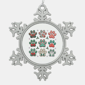 Hond Poot Kerst Coquette Strik Kerstboom Familie Tin Sneeuwvlok Ornament