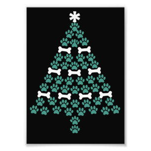 Hond Poot Kerstboom Cute Kerstcadeau Puppy Liefheb Foto Afdruk