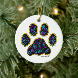 Hond Poot met Sterren Keramische Kerstversiering Keramisch Ornament
