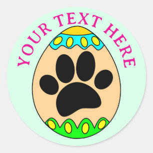 Hond Poot Pasen Ei Print Aangepaste Tekst Ronde Sticker