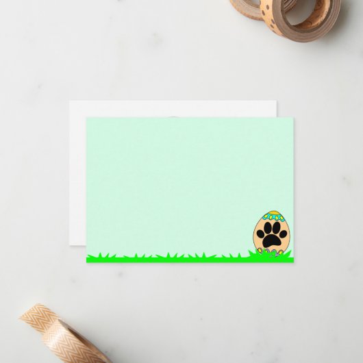 Hond Poot Pasen Ei Print Leeg Notitiekaartje (Voorkant / Achterkant in situ)