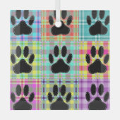 Hond Poot Patroon Quilt Glas Ornament (Voorkant)