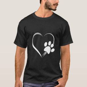 Hond Poot Print Hart Voor Mam Voor Papa T-shirt