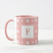 Hond Poot Roze Wit Monogram Foto  Mok (Links)