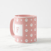 Hond Poot Roze Wit Monogram Foto  Mok (Voorkant links)