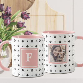 Hond Poot Wit Roze Zwart Monogram Foto Mok