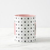 Hond Poot Wit Roze Zwart Monogram Foto Mok (Midden)