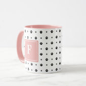 Hond Poot Wit Roze Zwart Monogram Foto Mok (Voorkant links)