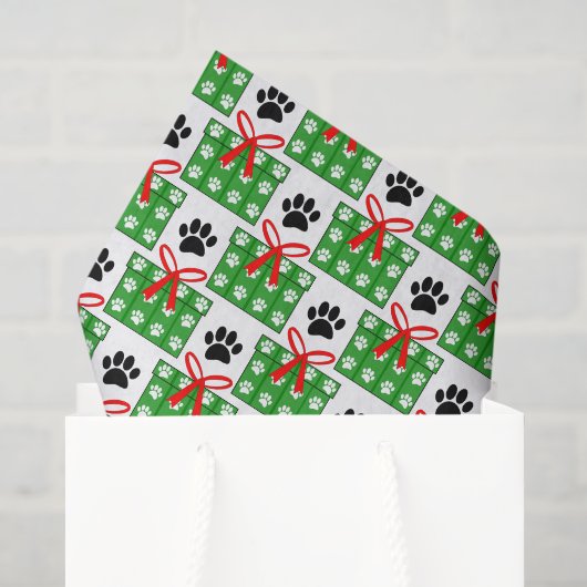 Hond Pootafdruk Cadeausdoos Patroonontwerp Rood Gr Tissuepapier (Cadeauzakje)