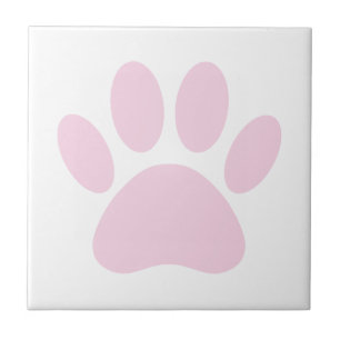 Hond Pootafdruk Kunst Licht Roze en Wit Tegeltje