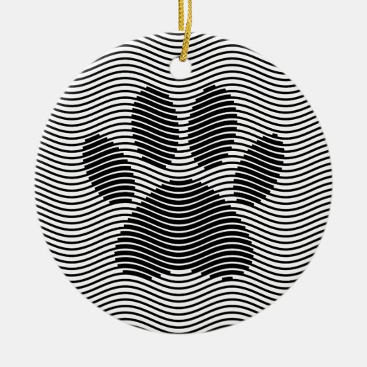 Hond Pootafdruk Op Zwarte En Witte Golven Keramisch Ornament (Voorkant)