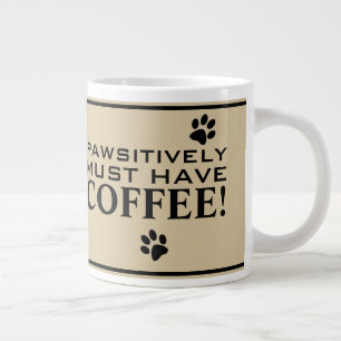 Hond Pootafdruk Typografie Koffieliefhebber's Spec Grote Koffiekop