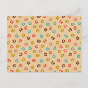 Hond Pootafdruk Vintage Kleur Dierenliefhebber Briefkaart