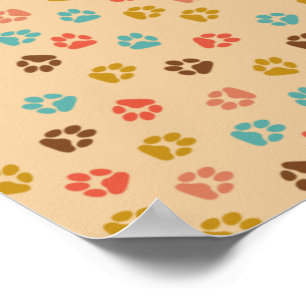 Hond Pootafdruk Vintage Kleur Dierenliefhebber Poster