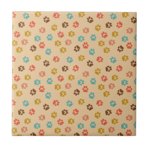 Hond Pootafdruk Vintage Kleur Dierenliefhebber Tegeltje