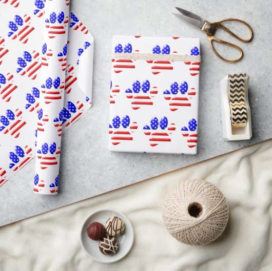 Hond Pootafdruk VS Vlag Cadeaupapier (Crafts)