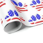 Hond Pootafdruk VS Vlag Cadeaupapier (Rol Hoek)