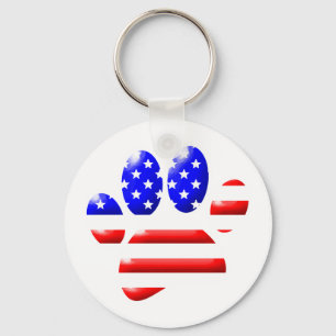 Hond Pootafdruk VS Vlag Sleutelhanger