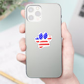 Hond Pootafdruk VS Vlag Sticker (Telefoon)
