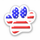 Hond Pootafdruk VS Vlag Sticker (Voorkant)