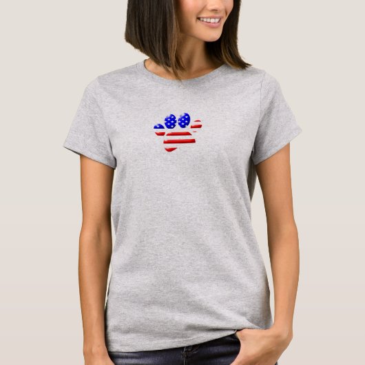 Hond Pootafdruk VS Vlag T-shirt (Voorkant)