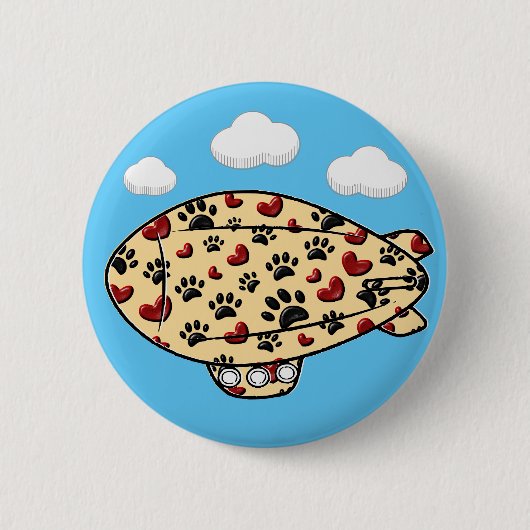 Hond Pootafdrukken En Rode Harten Aangepaste Blimp Ronde Button 5,7 Cm (Voorkant)