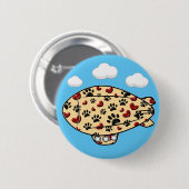 Hond Pootafdrukken En Rode Harten Aangepaste Blimp Ronde Button 5,7 Cm (Voorkant /achterkant)
