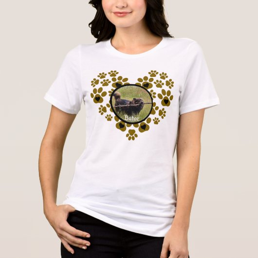 Hond Pootjes Hart Vorm Tri-Blend Shirt (Voorkant)