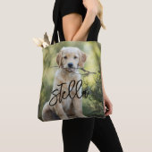 Hond Portret Canvas tas, Aangepaste Naam Foto Canv Tote Bag (Dichtbij)
