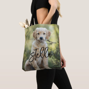 Hond Portret Canvas tas, Aangepaste Naam Foto Canv Tote Bag