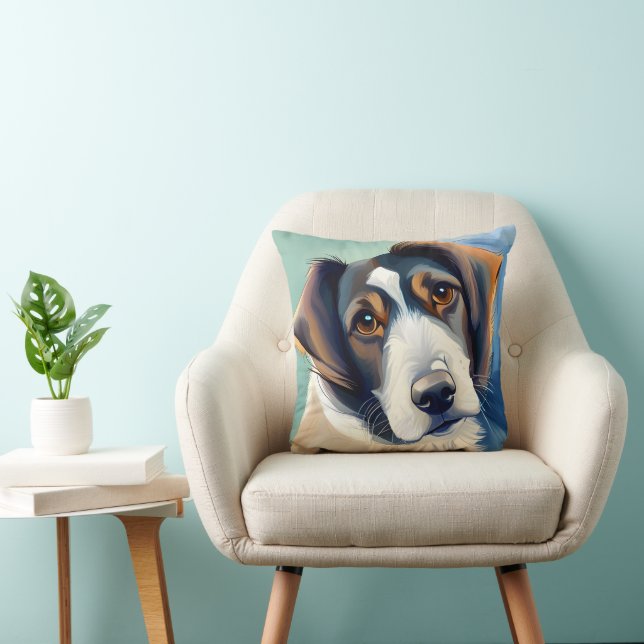 Hond portret schets 3D schilderij Kussen (Stoel)