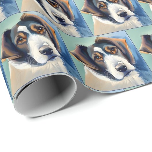 Hond portret schets schilderij cadeaupapier (Rol Hoek)