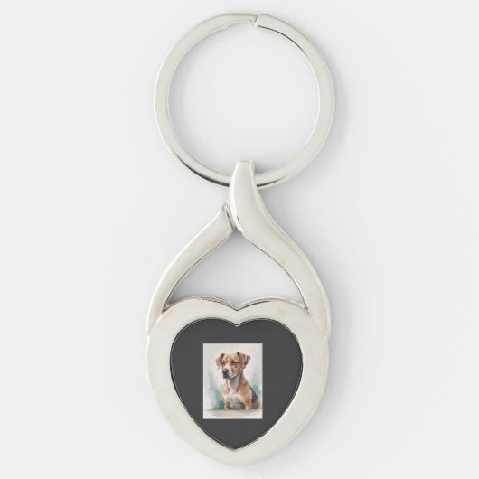 Hond Portret Waterverf Sleutelhanger (Voorkant)