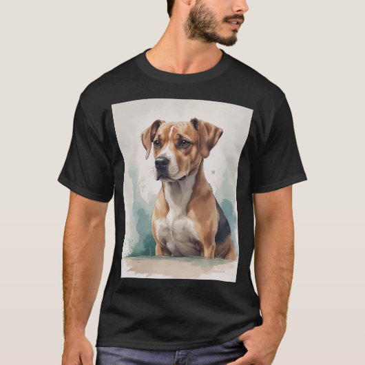Hond Portret Waterverf T-shirt (Voorkant)