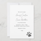 Hond portret zwart-wit bruiloft kaart (Achterkant)