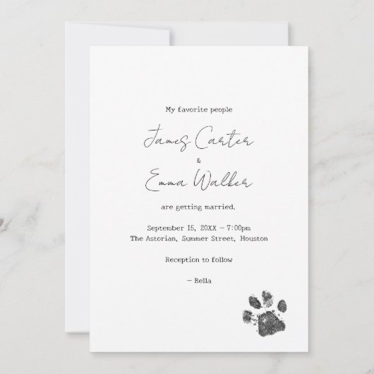 Hond portret zwart-wit bruiloft kaart (Achterkant)