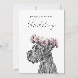 Hond portret zwart-wit bruiloft kaart