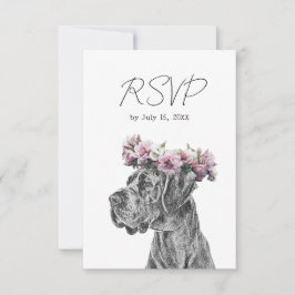 Hond portret zwart-wit bruiloft RSVP kaartje