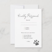 Hond portret zwart-wit bruiloft RSVP kaartje (Achterkant)