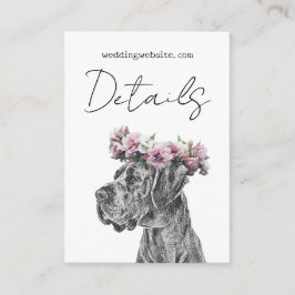 Hond Portret Zwart & Wit QR Code Trouwdetails Informatiekaartje