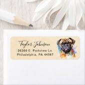 Hond Postadreslabel met Pug Etiket (Insitu)