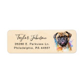 Hond Postadreslabel met Pug Etiket (Voorkant)