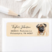 Hond Postadreslabel met Pug Etiket (Insitu)