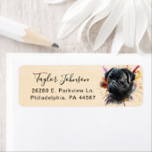 Hond Postadreslabel met Pug Etiket (Insitu)
