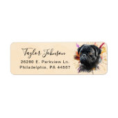Hond Postadreslabel met Pug Etiket (Voorkant)